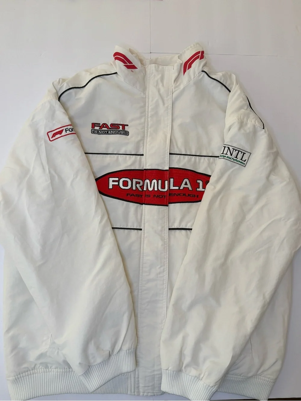 PacSun White and Red Formula 1 Windbreaker Jacket